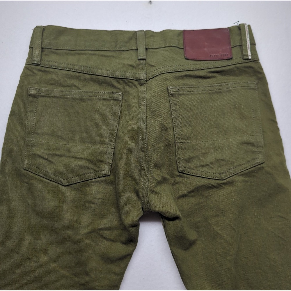 Gustin Jeans Mens 30x30 Military Green Slim Skinny Tapered Selvedge Denim - Picture 6 of 11